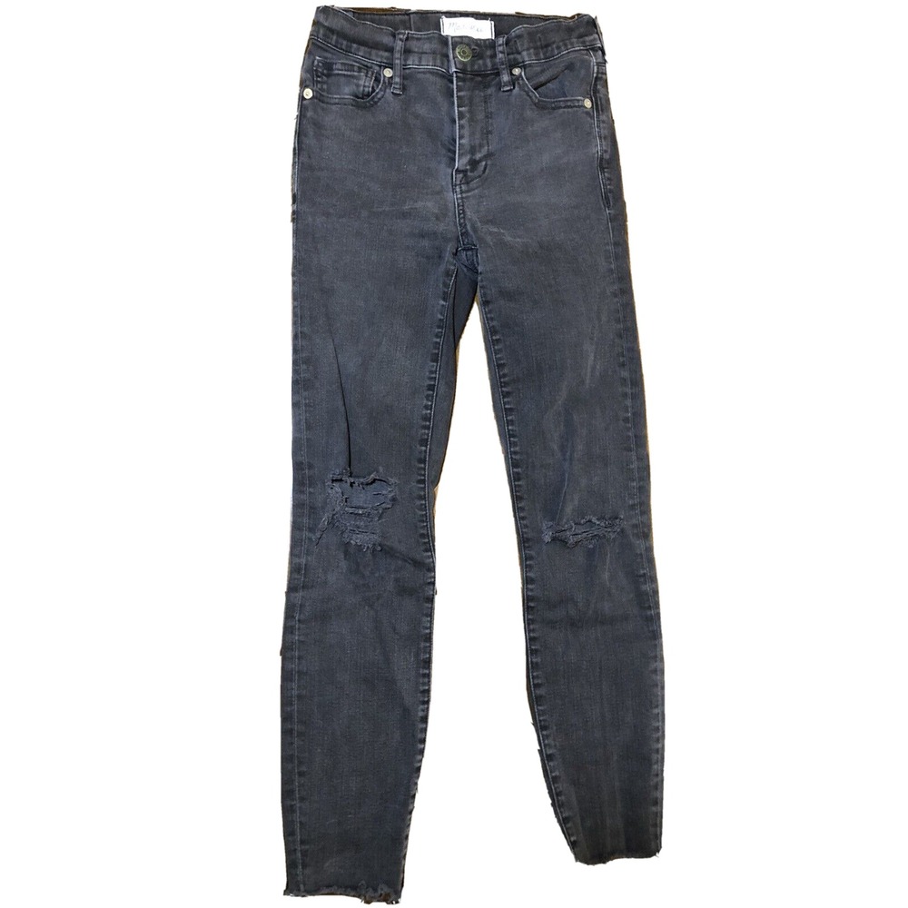 Madewell Jeans Womens Size 2 (25) Black High‎ Rise Skinny Cropped Distressed